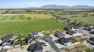 Aerial view featuring a mountain view