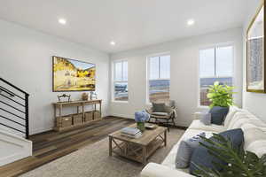 Living room featuring dark hardwood / wood-style floors