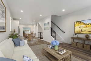 Living room featuring dark hardwood / wood-style floors