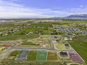 Aerial view featuring a mountain view