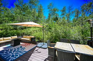 Deck with an outdoor hangout area