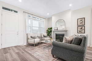 Living area featuring light wood-type flooring