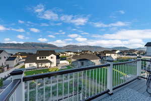 Balcony with a mountain view