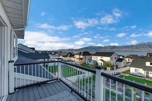 Balcony with a mountain view