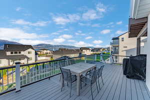 Deck featuring a mountain view