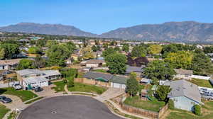 Drone / aerial view with a mountain view