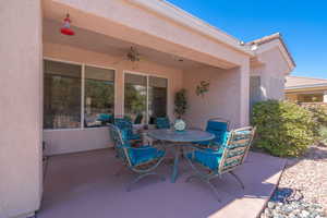 View of patio / terrace with ceiling fan