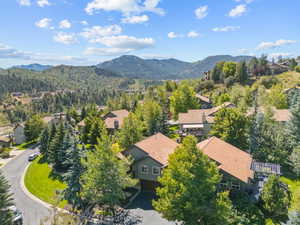 Birds eye view of property featuring a mountain view