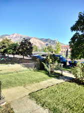 View of yard with a mountain view