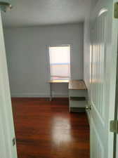 Spare room with dark wood-type flooring