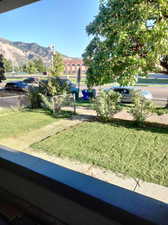 View of yard featuring a mountain view