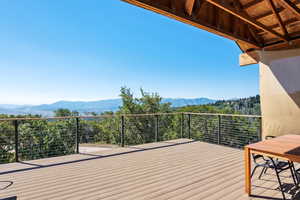 Deck featuring a mountain view