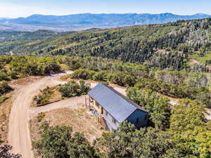 Drone / aerial view with a mountain view