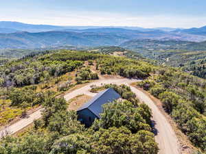 Aerial view featuring a mountain view