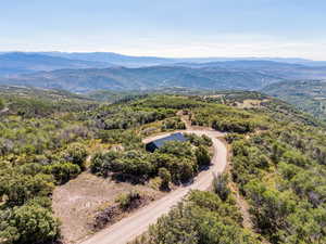 Drone / aerial view with a mountain view