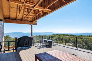 Deck featuring a mountain view