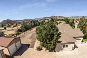 Bird's eye view with a mountain view