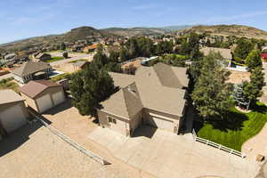 Aerial view featuring a mountain view