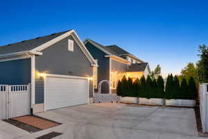 View of front of home with a garage