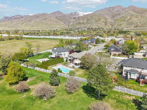 Bird's eye view with a mountain view and a residential view