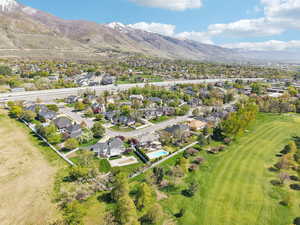 Drone / aerial view featuring a mountain view and a residential view