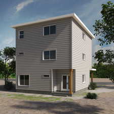 Exterior rendering to give an idea of intended finishes.