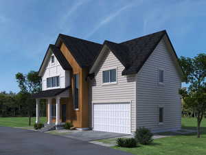 Exterior rendering to give an idea of intended finishes (greige option).