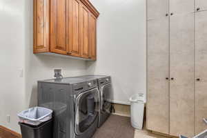 Laundry area in detached garage