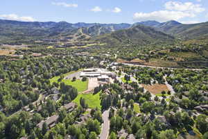 Birds eye view of property with a mountain view