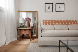 Living room featuring light wood-type flooring