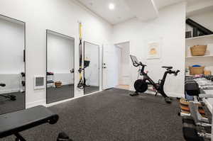 Exercise area with crown molding