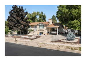 View of front of home featuring a garage