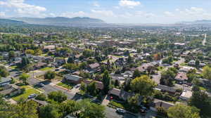 Drone / aerial view with a mountain view