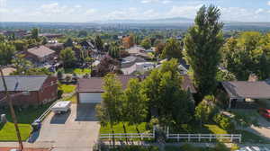 Drone / aerial view with a mountain view