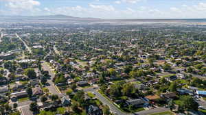 Bird's eye view featuring a water and mountain view