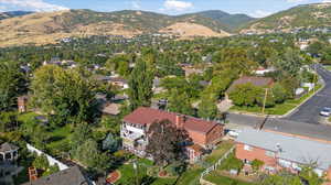 Drone / aerial view with a mountain view