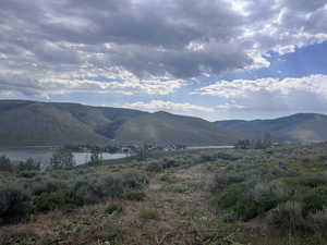 View of mountain feature featuring a water view