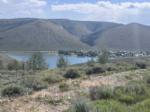 View of mountain feature featuring a water view