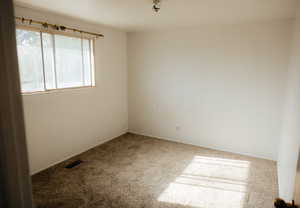 Unfurnished room featuring carpet floors