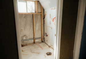 Bathroom with vaulted ceiling