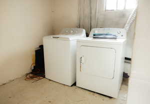 Laundry room featuring independent washer and dryer