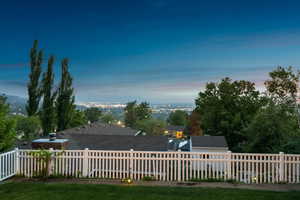 View of yard at dusk