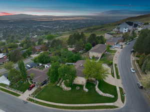 View of aerial view at dusk