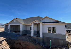 View of front of property with a garage