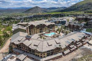 Aerial view featuring a mountain view