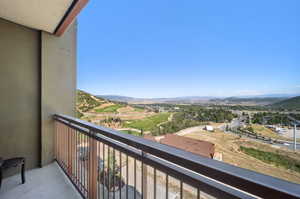 Balcony with a mountain view