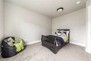 Bedroom with carpet floors