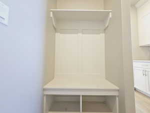 Mudroom featuring light hardwood / wood-style flooring