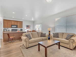 Living room featuring light hardwood / wood-style flooring