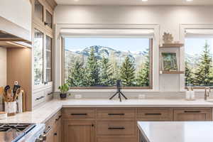 Kitchen featuring a mountain view